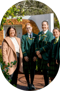 St Brigid's College students with school principal